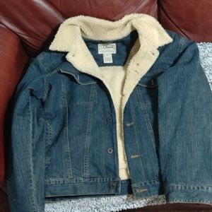 L.L. Bean Sherpa Lined blue jean jacket men Medium
